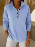 Florence | Jersey Polo de Cuello en V - Azul Cielo