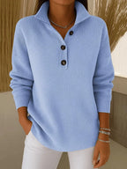 Florence | Jersey Polo de Cuello en V - Azul Cielo