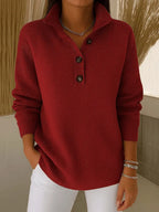 Florence | Jersey Polo de Cuello en V - Burdeos