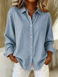 Jacqueline | Camisa de Rayas con Botones - Azul