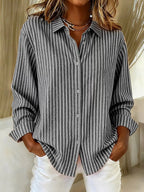 Jacqueline | Camisa de Rayas con Botones - Gris