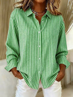 Jacqueline | Camisa de Rayas con Botones - Verde