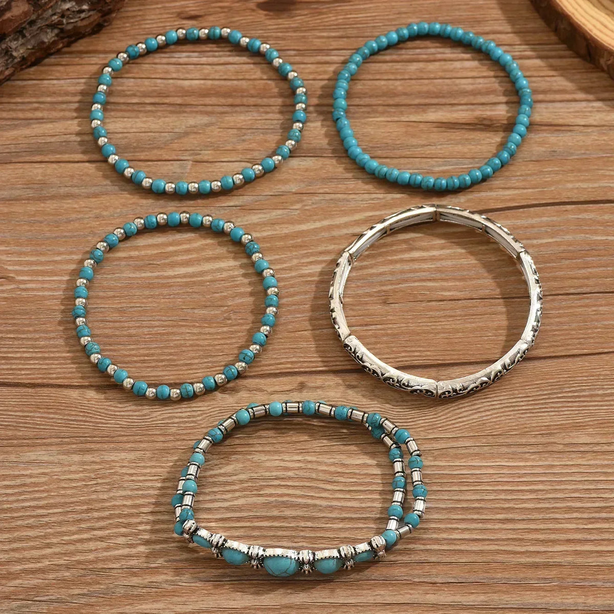 Verónica - Set de Pulseras con Cuentas Turquesa