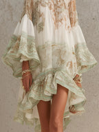 Vestido Violeta Cortés con Mangas de Volantes