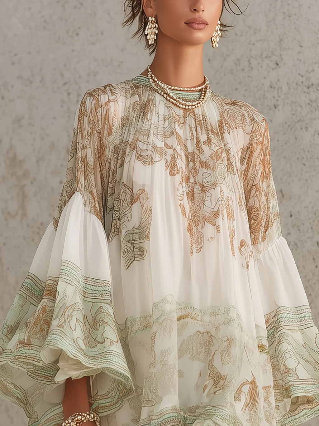 Vestido Violeta Cortés con Mangas de Volantes