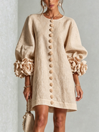 Rosalie | Vestido Mini con Botones - Beige