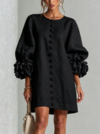 Rosalie | Vestido Mini con Botones - Negro