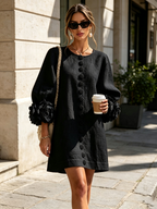 Rosalie | Vestido Mini con Botones - Black