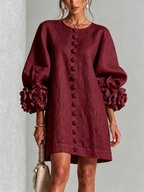 Rosalie | Vestido Mini con Botones - Burdeos