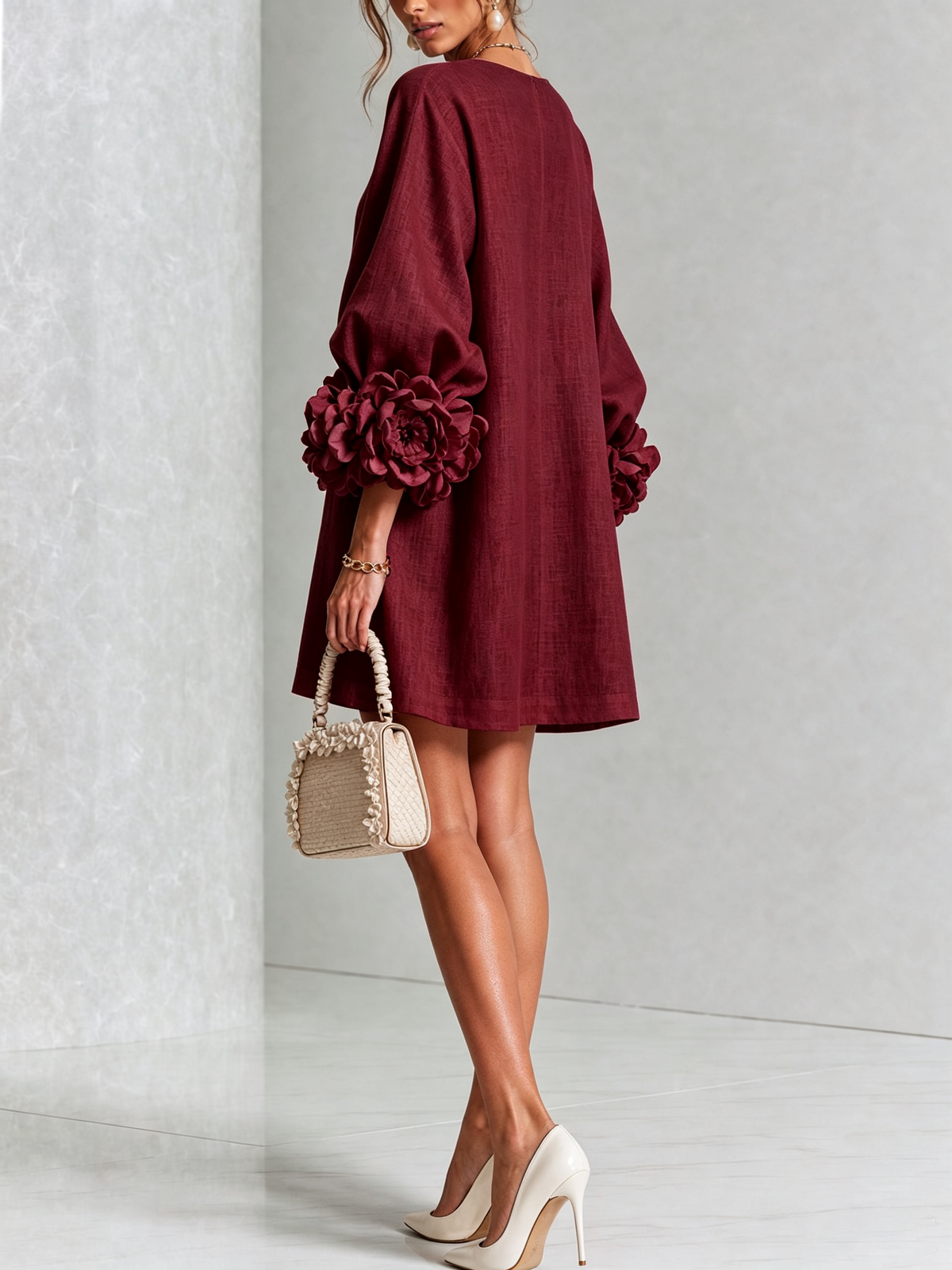 Rosalie | Vestido Mini con Botones - Burgundy
