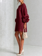 Rosalie | Vestido Mini con Botones - Burgundy