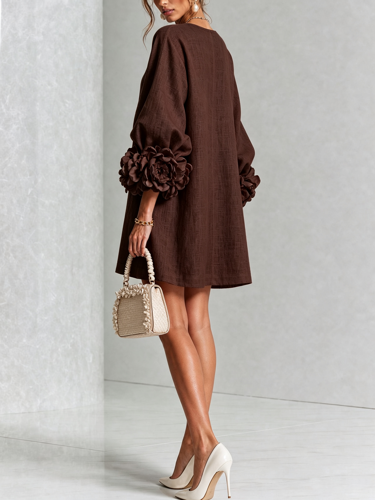 Rosalie | Vestido Mini con Botones - Brown