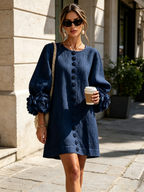 Rosalie | Vestido Mini con Botones - Navy