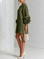Rosalie | Vestido Mini con Botones - Olive