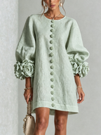 Rosalie | Vestido Mini con Botones - Verde Claro
