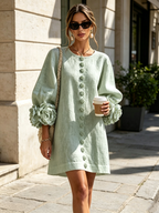 Rosalie | Vestido Mini con Botones - Light Green
