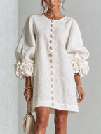 Rosalie | Vestido Mini con Botones - Blanco