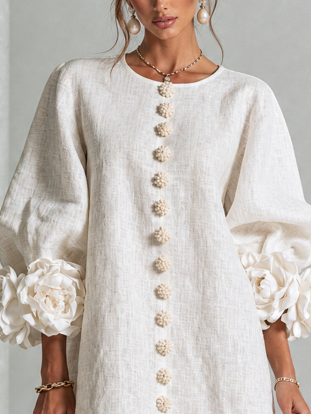 Rosalie | Vestido Mini con Botones - White