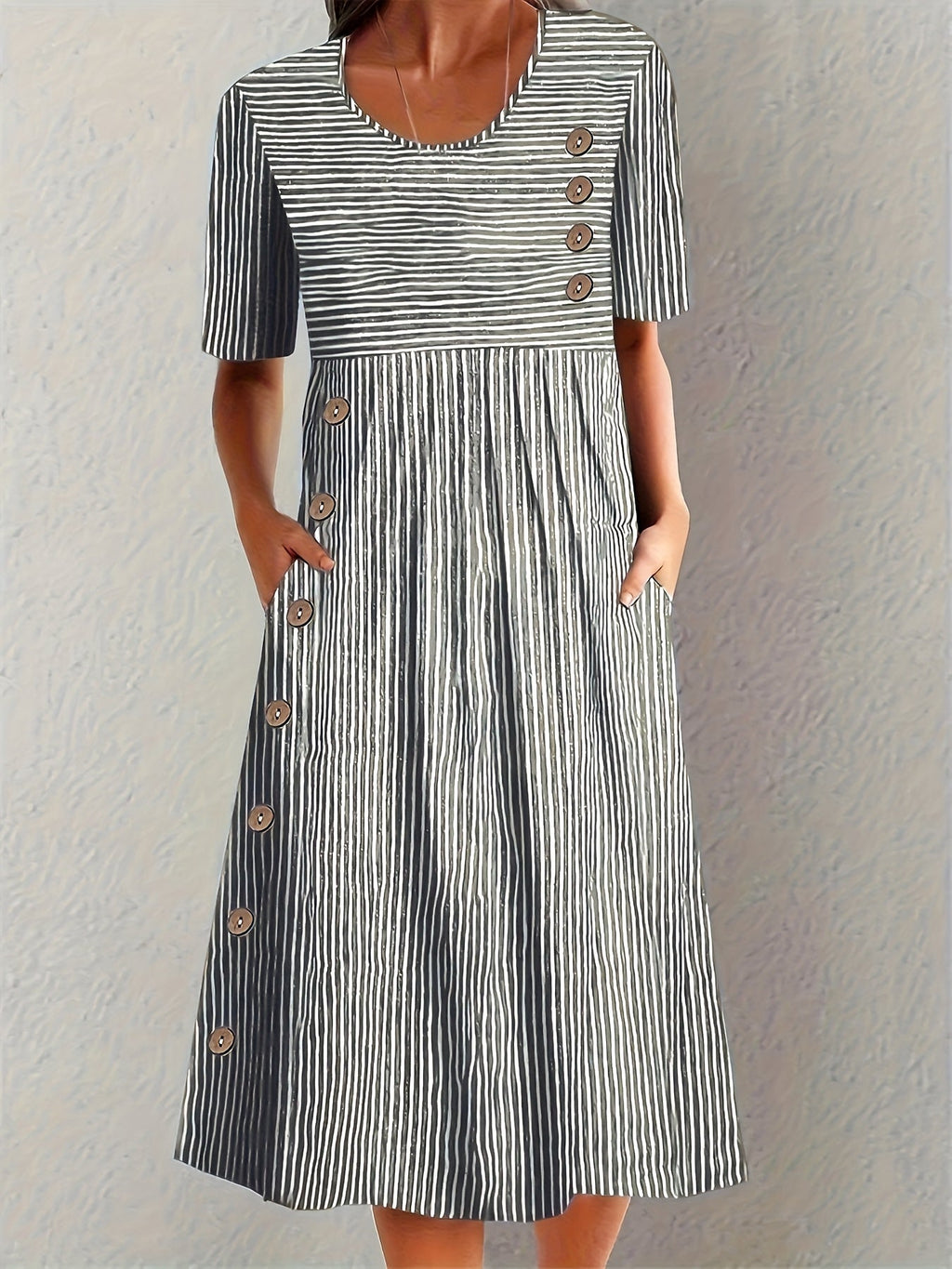 Sofia | Vestido de Verano de Rayas - Negro