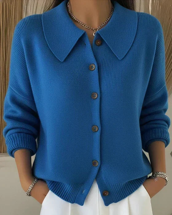 Vespera | Cárdigan con Cuello y Botones - Azul
