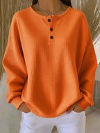 Mirabel | Sudadera Henley de Punto Gofre - Naranja