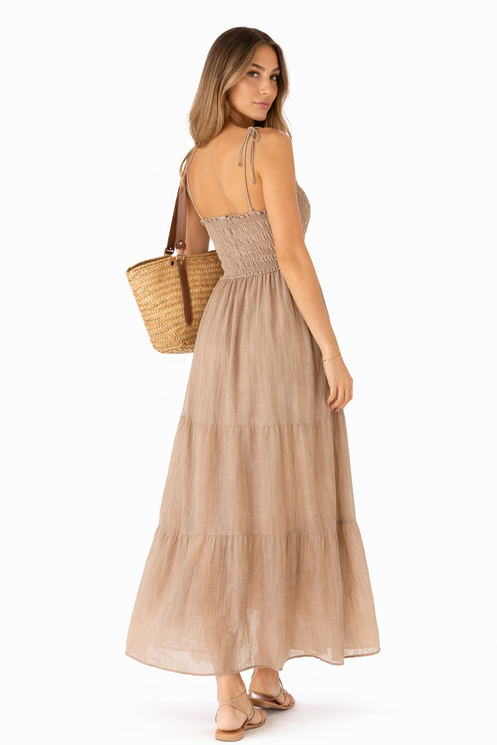 VESTIDO LARGO DE ALGODÓN I BEIGE