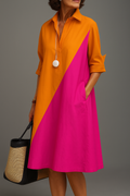 Kayla | Vestido Midi Cómodo - Naranja Rosa