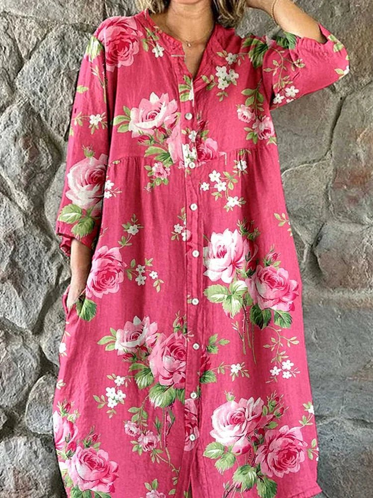 Maddie | Vestido Floral Artístico - Rosa
