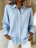 Blusa Violeta Cortés de Cuadros Vichy Azul Cielo