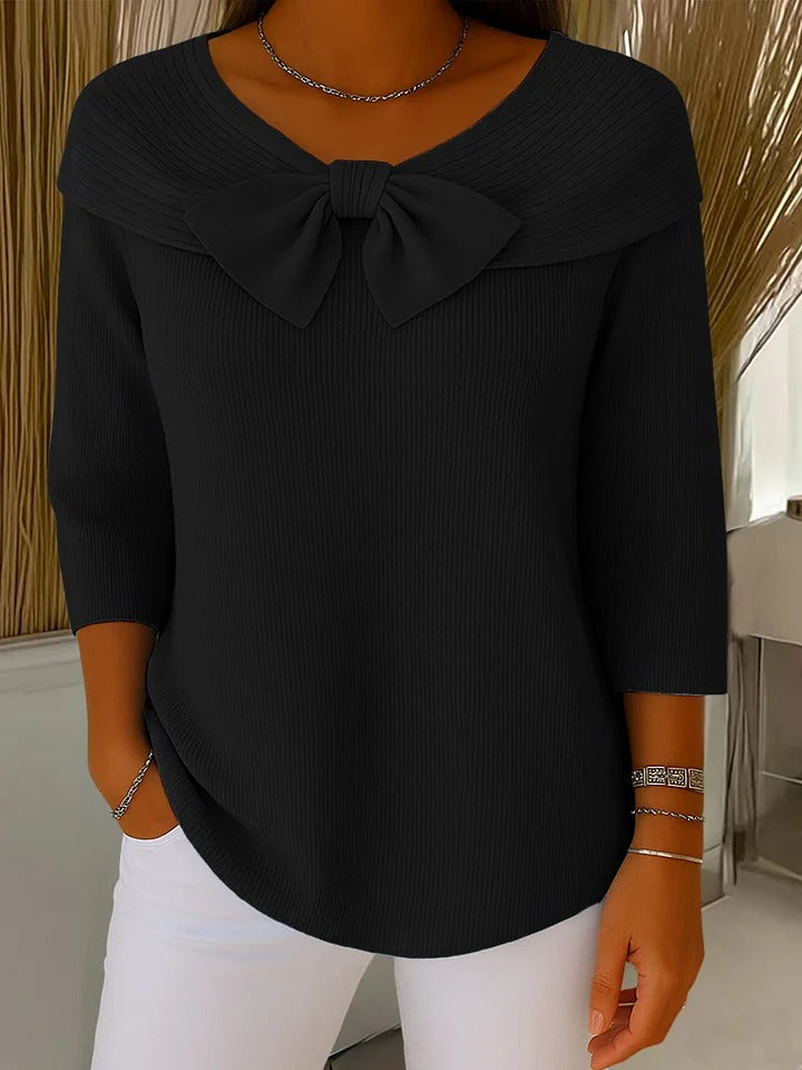 Tivella | Jersey con Lazo y Cuello Redondo - Negro