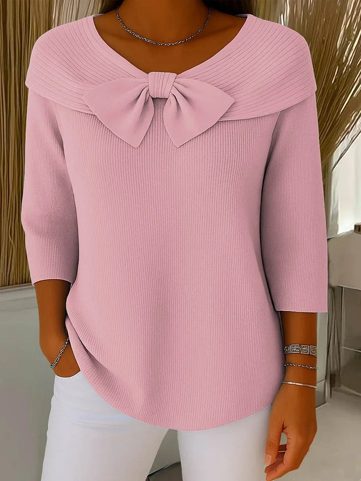 Tivella | Jersey con Lazo y Cuello Redondo - Rosa