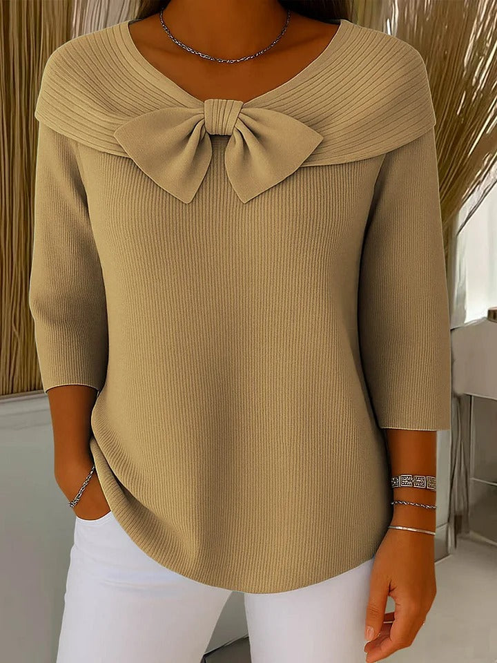 Tivella | Jersey con Lazo y Cuello Redondo - Caqui