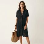 Nidalie | Vestido camisero midi con puños enrollados