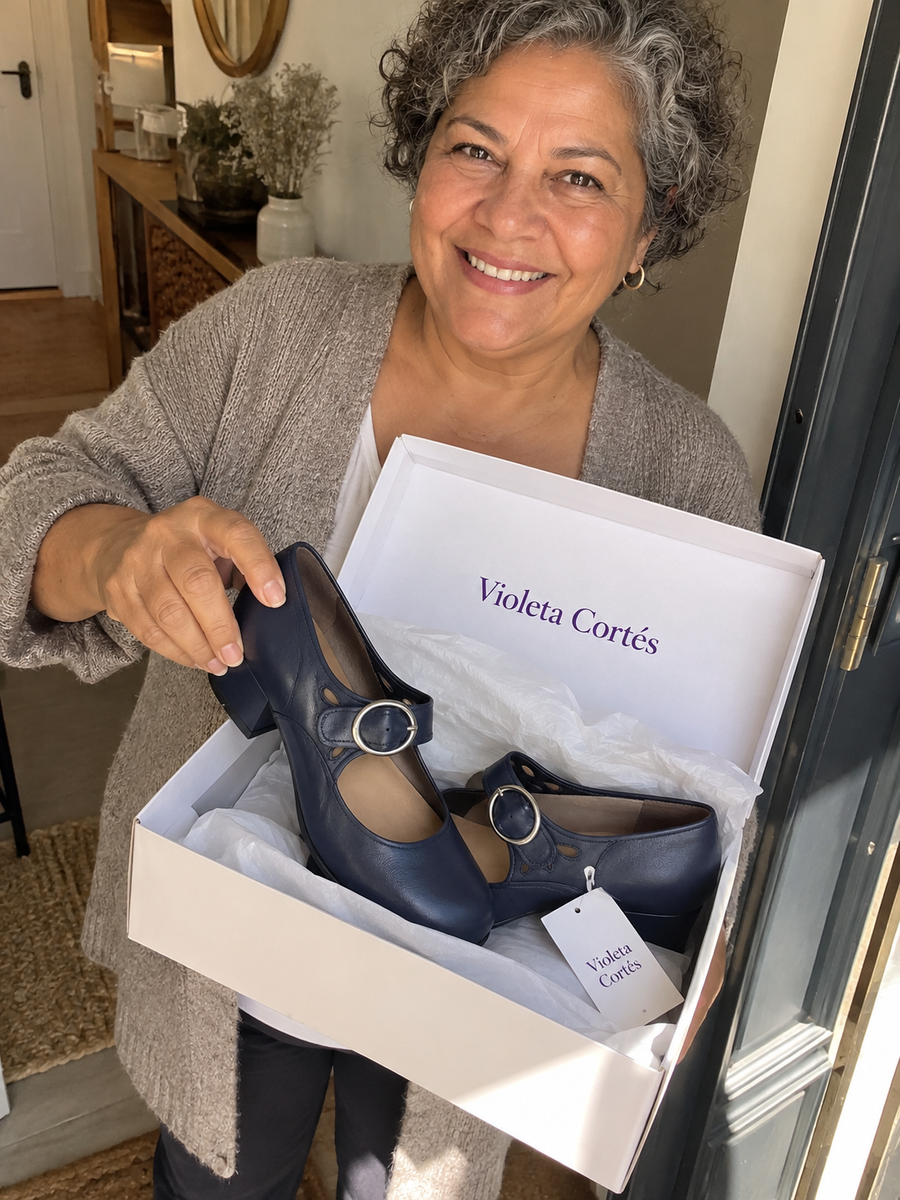 Clienta con zapatillas Violeta Cortés