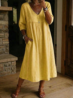 Martha | Vestido Maxi Casual Cómodo - Amarillo
