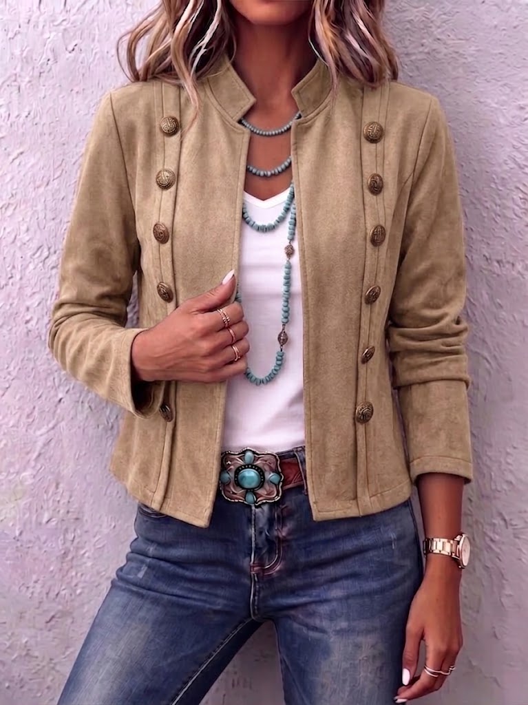 Almudena | Chaqueta Corta de Ante Cruzada Estilo Vintage