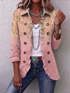 Marcela | Chaqueta Boho con Volantes Estampado Leopardo Ombré