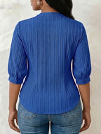Casilda | Blusa de Encaje Cuello en V con Pliegues y Mangas Abullonadas