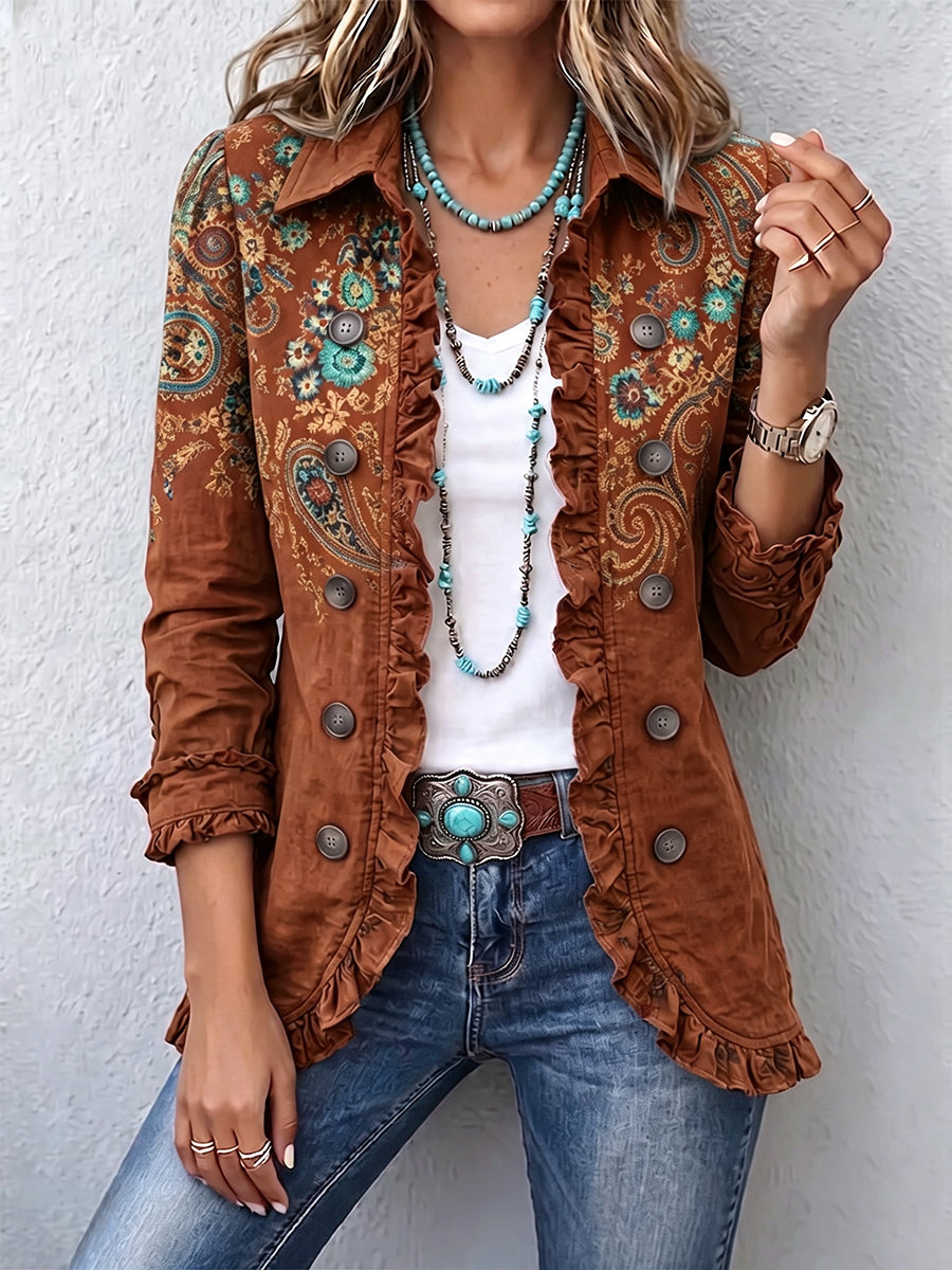Sheila | Chaqueta Bohemia con Volantes Estampado Paisley