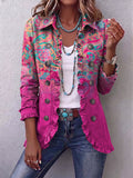 Vega | Chaqueta con Volantes Estampado Paisley Degradado en Lino y Algodón