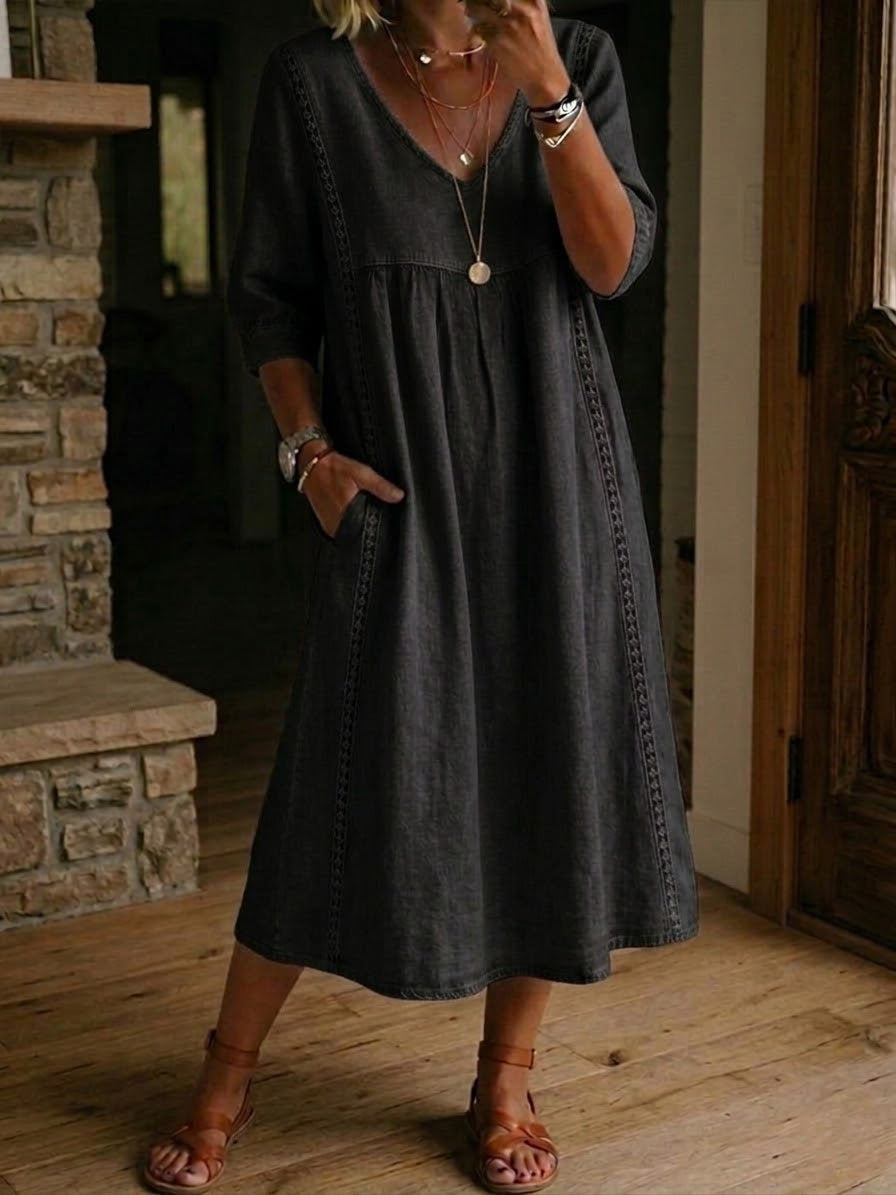 Martha | Vestido Maxi Casual Cómodo - Negro
