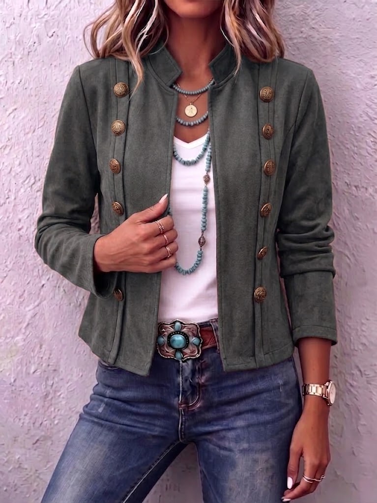 Almudena | Chaqueta Corta de Ante Cruzada Estilo Vintage