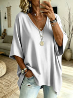 Gadea | Camiseta Oversize de Algodón Cuello en V