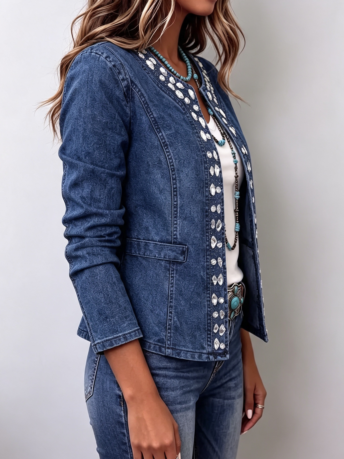 Nayara | Chaqueta Vaquera Elástica con Pedrería