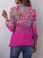 Vega | Chaqueta con Volantes Estampado Paisley Degradado en Lino y Algodón