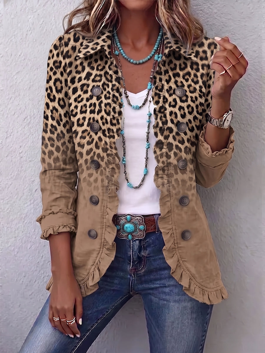 Zaira | Chaqueta con Volantes Estampado Leopardo Degradado