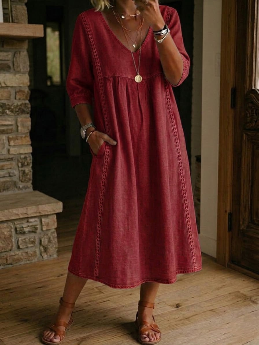 Martha | Vestido Maxi Casual Cómodo - Rojo