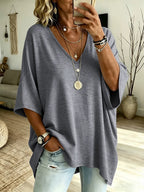 Gadea | Camiseta Oversize de Algodón Cuello en V