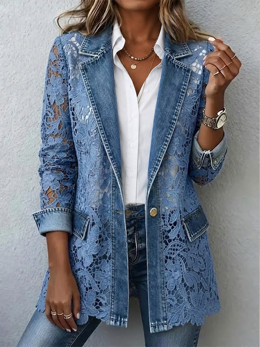 Lidia | Chaqueta Vaquera con Paneles de Encaje 3D