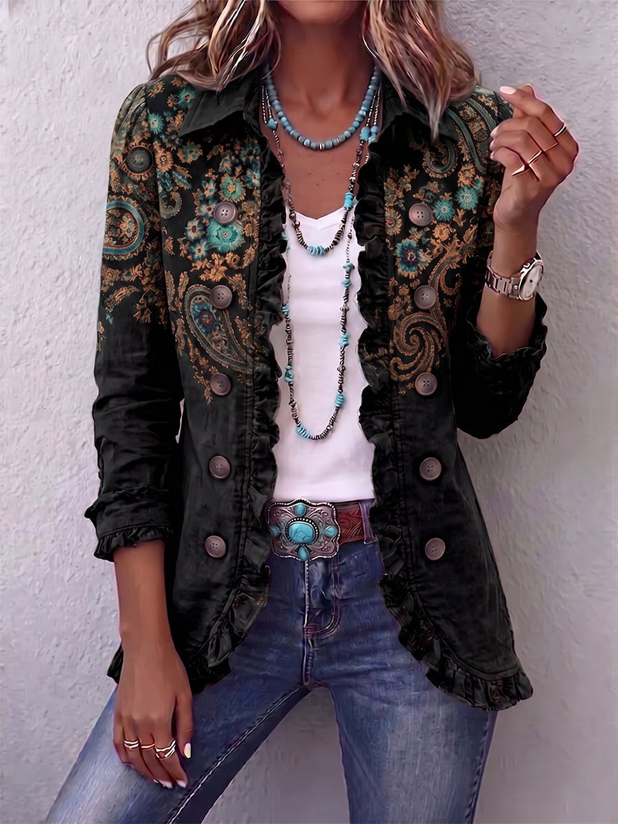 Sheila | Chaqueta Bohemia con Volantes Estampado Paisley